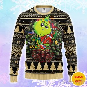 New Orleans Saints Grinch Hug Christmas AOP Sweater Product Photo 1