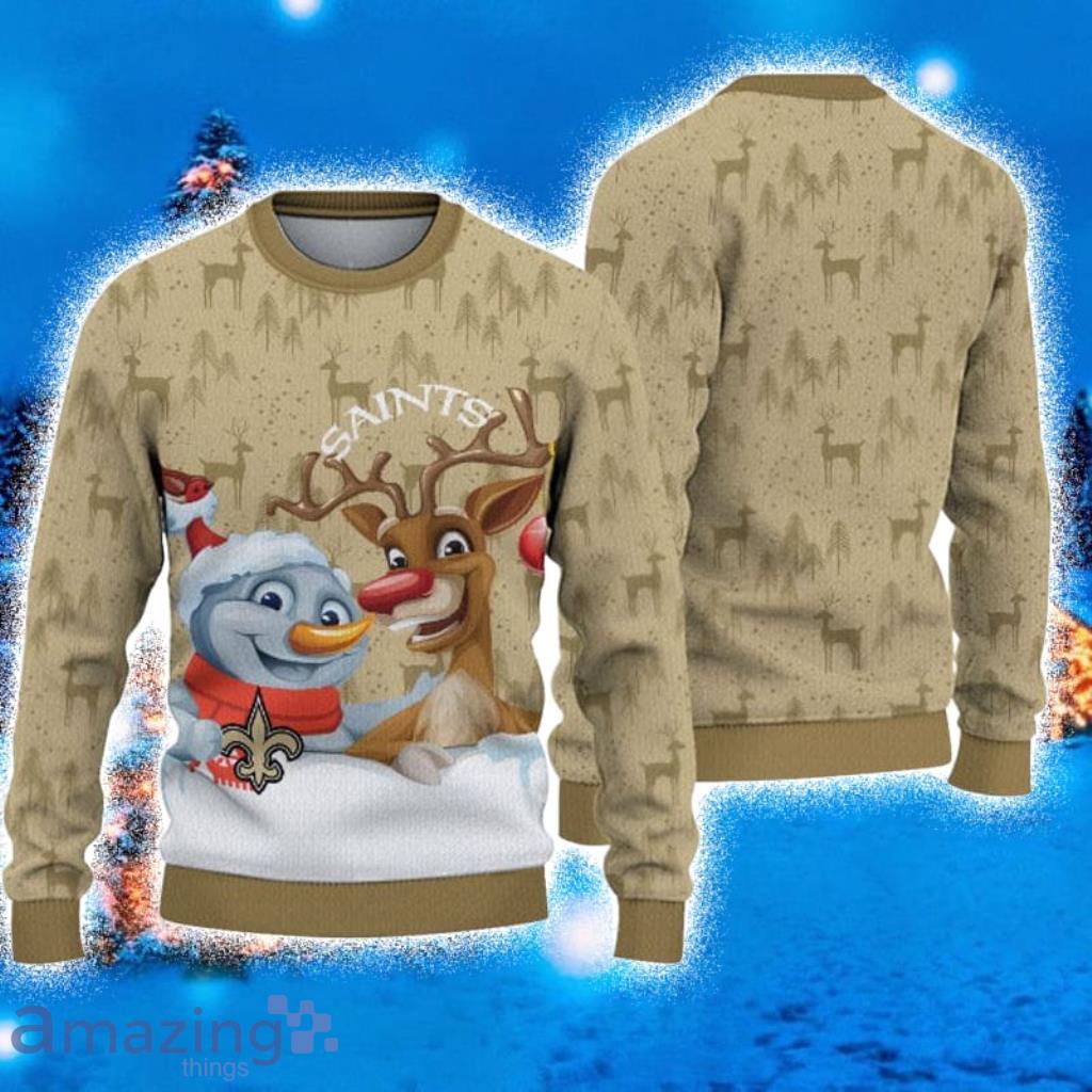 NFL New Orleans Saints 3D Ugly Christmas Sweater Custom Name And Number  Christmas Gift For Sport Fans - Banantees