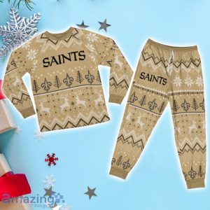 New Orleans Saints Ugly Christmas Raglan Pajamas Set Product Photo 1