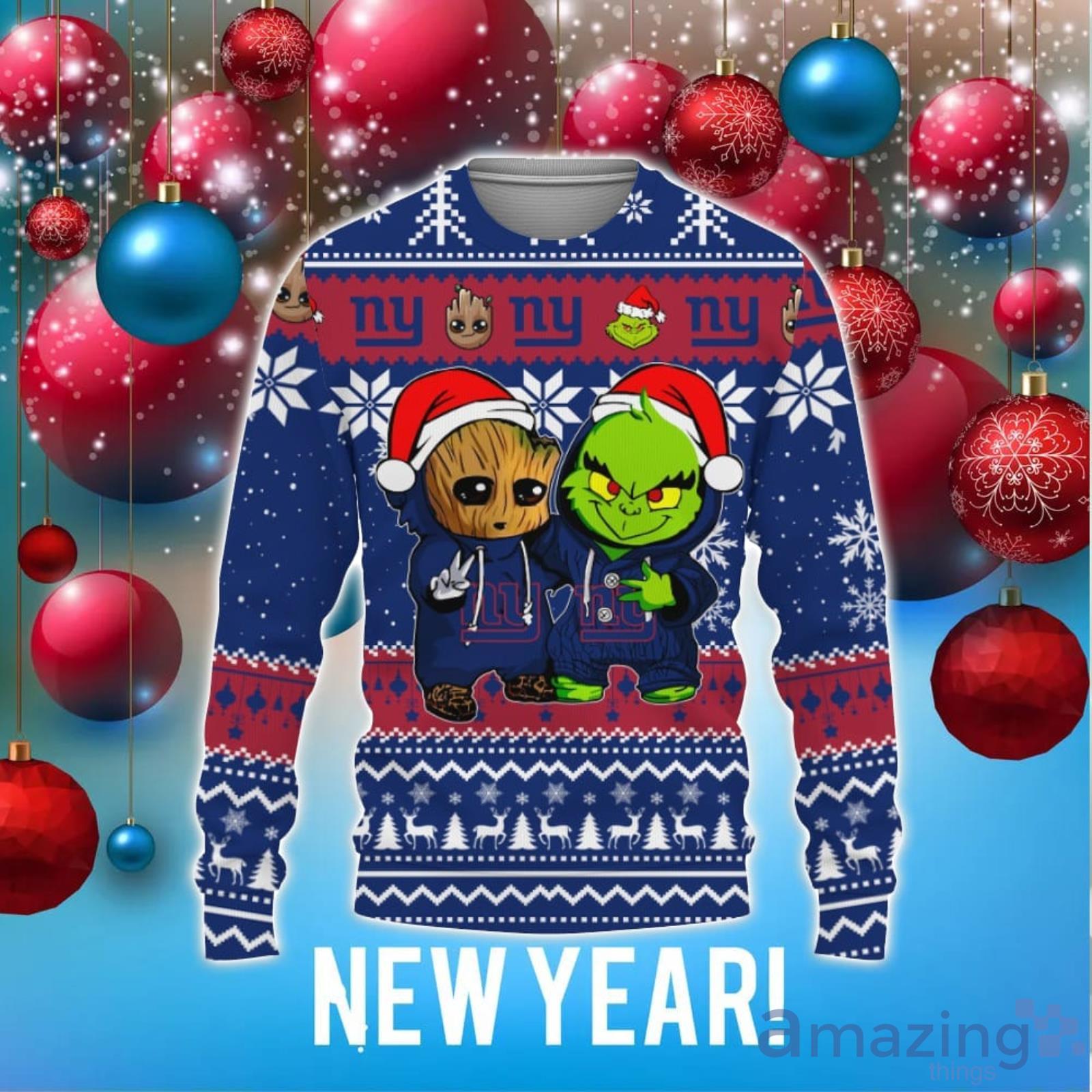 Dallas Mavericks Baby Groot And Grinch Ugly Christmas Sweater