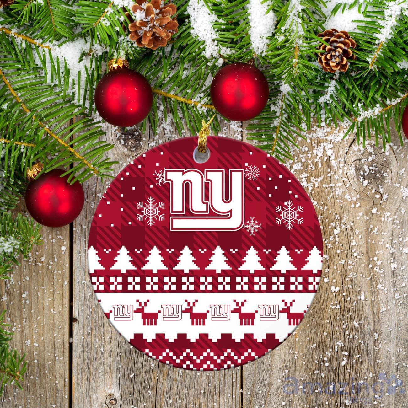 New York Giants Ceramic Ornament Christmas Pixel Art Tartan Background image New York Giants Ceramic Ornament Christmas Pixel Art Tartan Background Product Photo 2