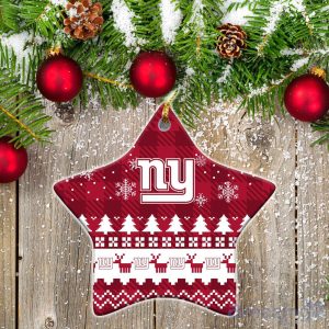 New York Giants Ceramic Ornament Christmas Pixel Art Tartan Background Product Photo 1