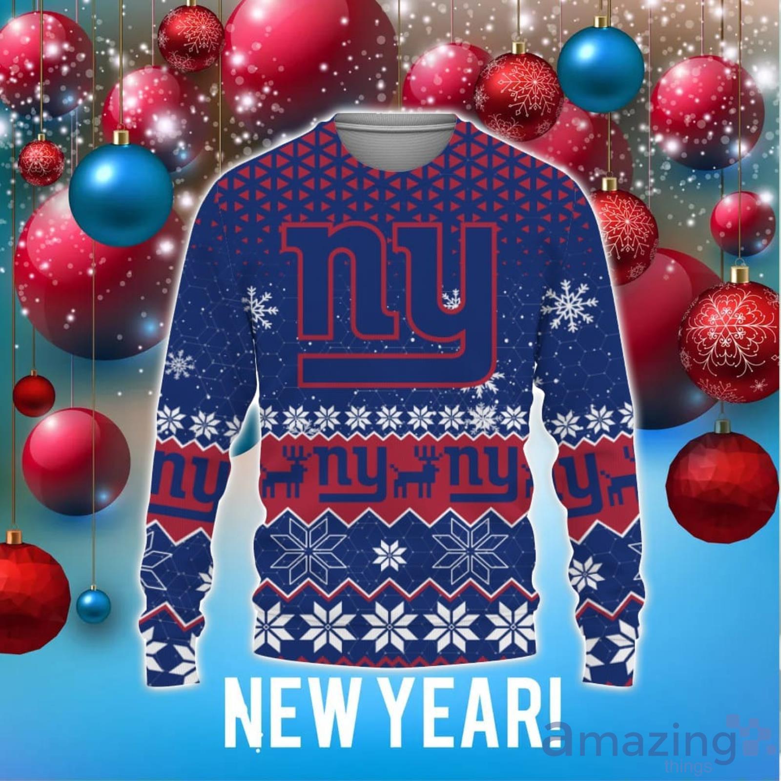 Christmas Gift New York Giants Sport Fans 3D Ugly Christmas Sweater For Men  And Women