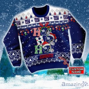 New York Giants NFL Christmas Hohoho Ugly Christmas Sweater Custom Name Product Photo 2