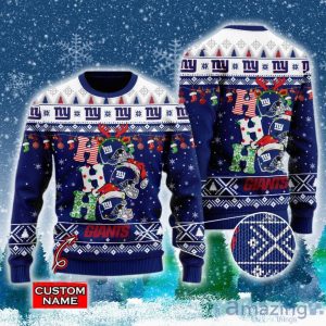 New York Giants NFL Christmas Hohoho Ugly Christmas Sweater Custom Name Product Photo 1