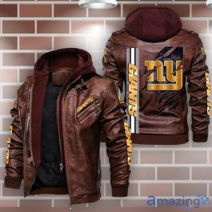 New York Giants Striped Style Leather Jacket For Fans Product Photo 2