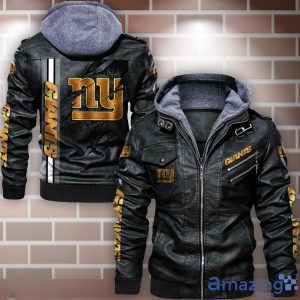 New York Giants Striped Style Leather Jacket For Fans Product Photo 1