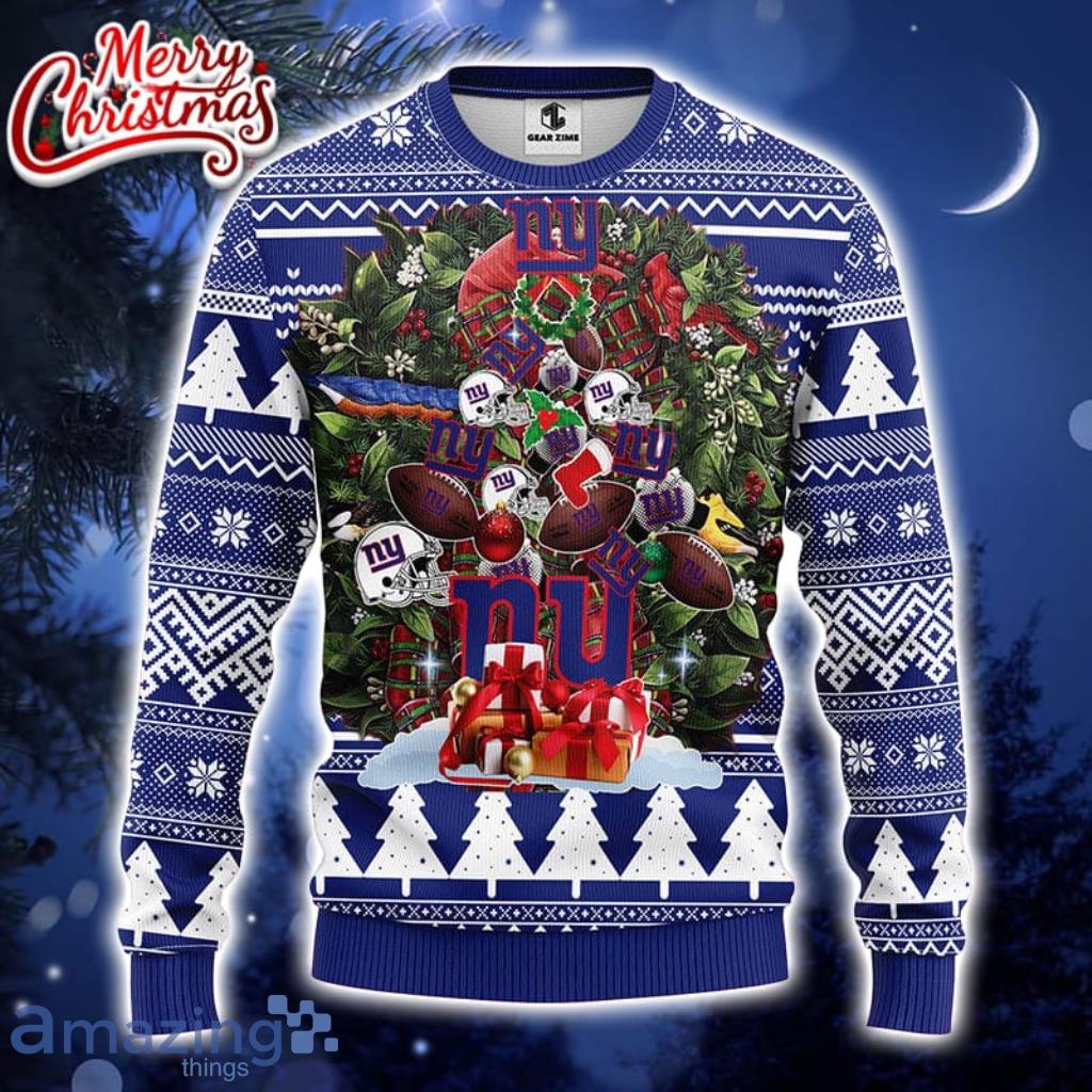 New York Giants Christmas Forrest Pattern Ugly Christmas Sweater