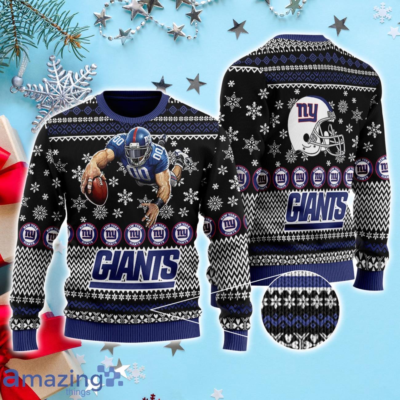 Ny Giants Nfl Custom Name Number Ugly Christmas Sweater - Shibtee