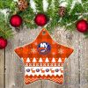 New York Islanders Ceramic Ornament Christmas Pixel Art Tartan Background