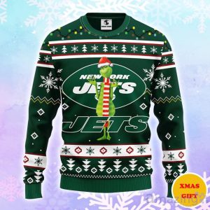 New York Jets Funny Grinch Christmas AOP Sweater Product Photo 1