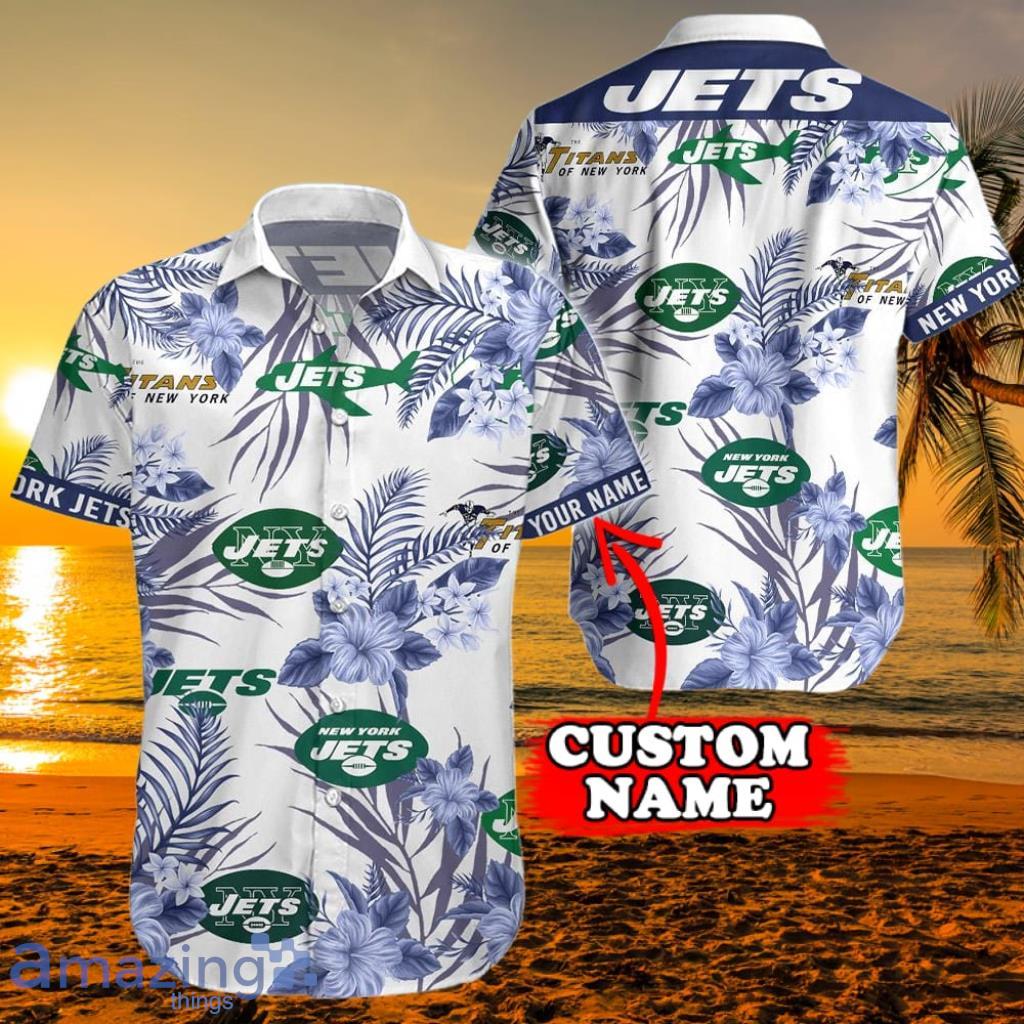 New York Jets Logo History NFL Teams Tropical Beach Hawaiian Shirt image New York Jets Logo History NFL Teams Tropical Beach Hawaiian Shirt Product Photo 1