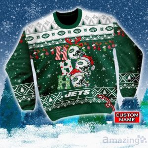 New York Jets NFL Christmas Hohoho Ugly Christmas Sweater Custom Name image New York Jets NFL Christmas Hohoho Ugly Christmas Sweater Custom Name Product Photo 2