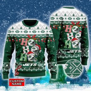New York Jets NFL Christmas Hohoho Ugly Christmas Sweater Custom Name Product Photo 1