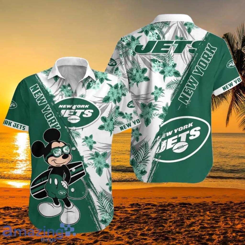 New York Jets NFL Mickey Tropical Hawaiian Shirt image New York Jets NFL Mickey Tropical Hawaiian Shirt Product Photo 1