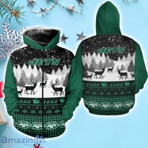 New York Jets Snow Reindeer Christmas Hoodie Product Photo 2