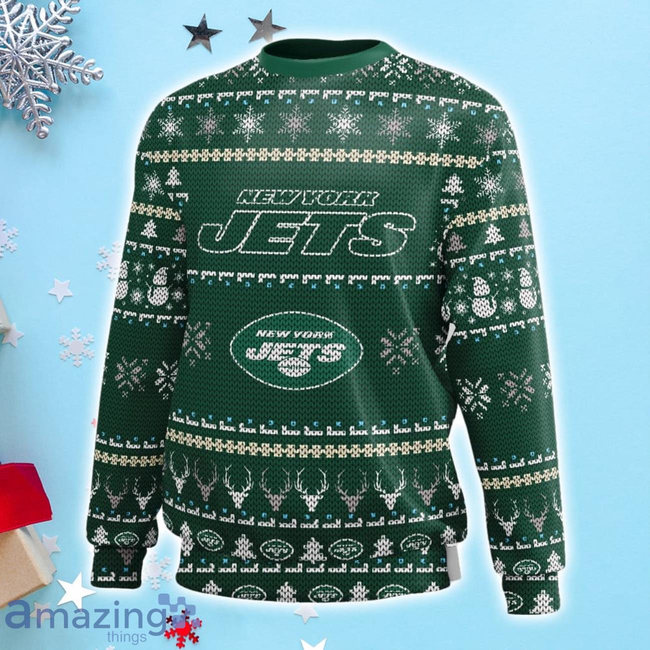 New York Jets Snowflakes Pattern Ugly Christmas Sweater