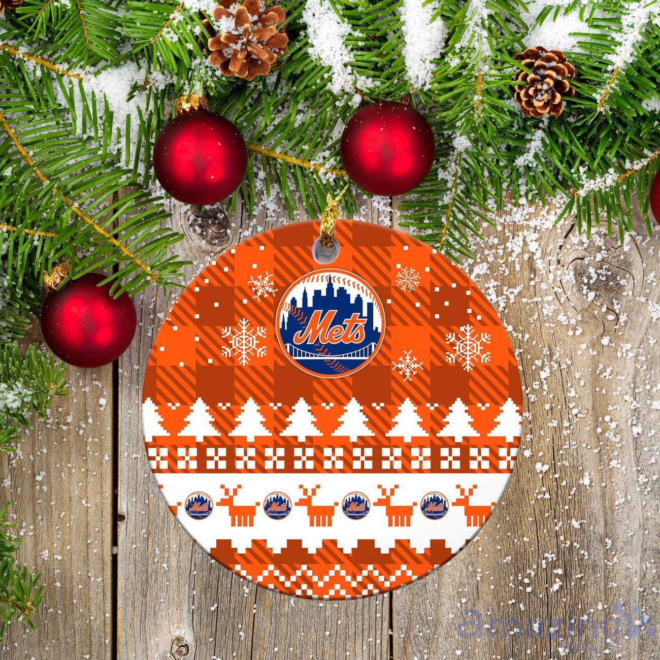 New York Mets Ceramic Ornament Christmas Pixel Art Tartan Background image New York Mets Ceramic Ornament Christmas Pixel Art Tartan Background Product Photo 2