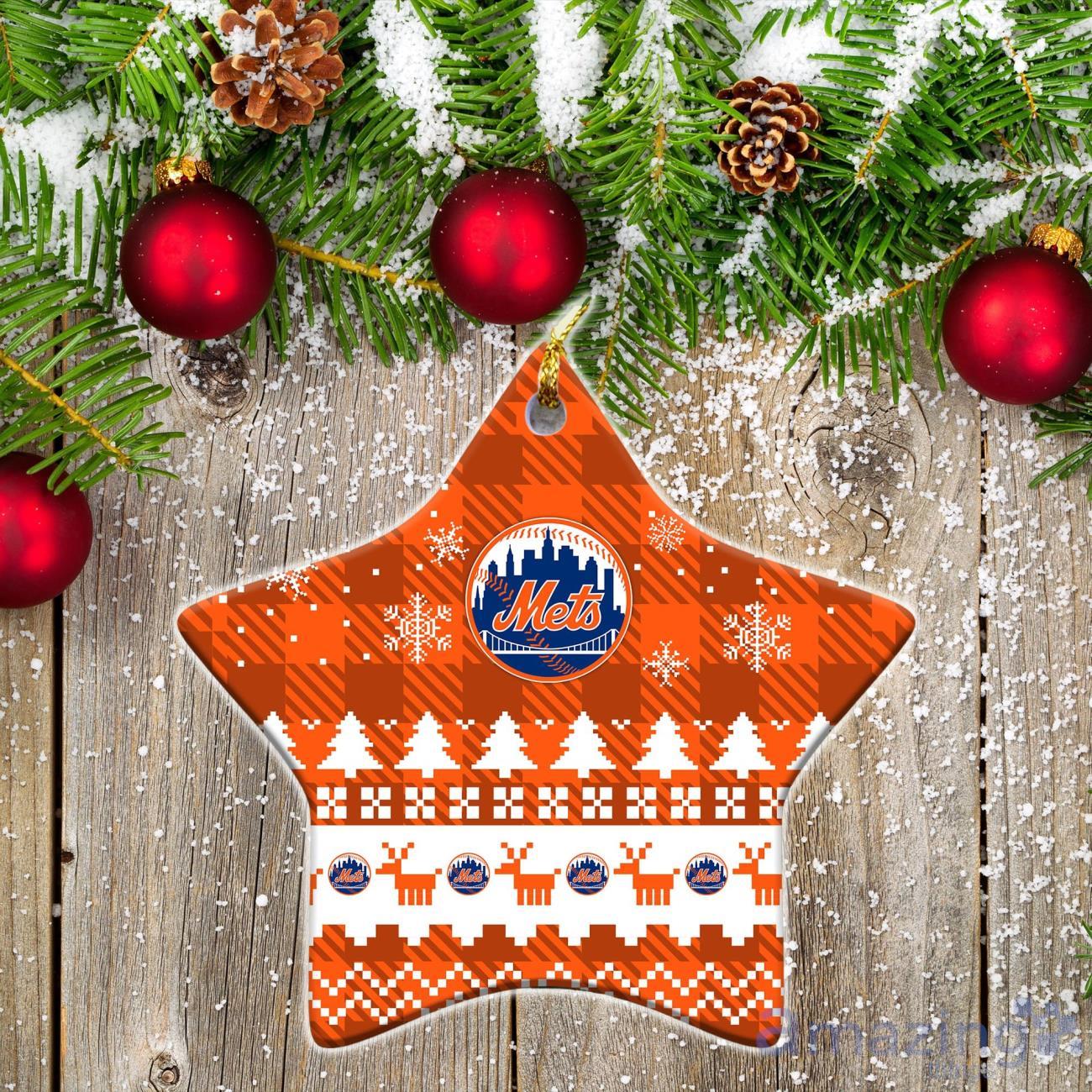 New York Mets Ceramic Ornament Christmas Pixel Art Tartan Background image New York Mets Ceramic Ornament Christmas Pixel Art Tartan Background Product Photo 1