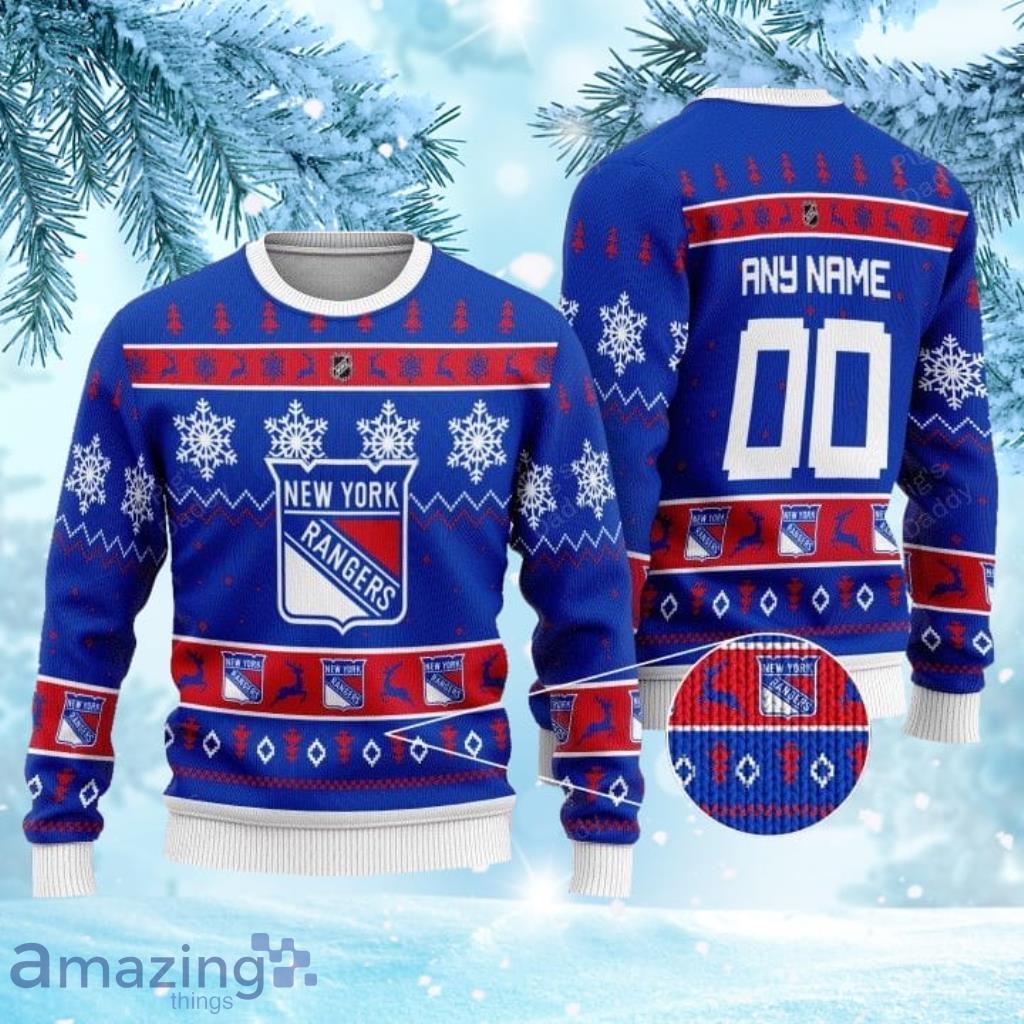 New York Rangers Personalized White Ugly Christmas Sweater - Limotees