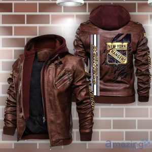 New York Rangers Striped Style Leather Jacket For Fans image New York Rangers Striped Style Leather Jacket For Fans Product Photo 2
