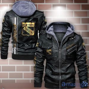 New York Rangers Striped Style Leather Jacket For Fans Product Photo 1