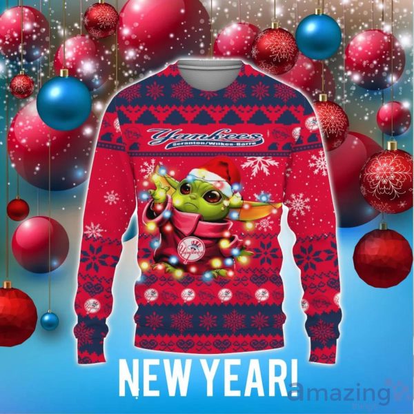 Baby Yoda New York Yankees Ugly Sweater Christmas Party - Bluecat