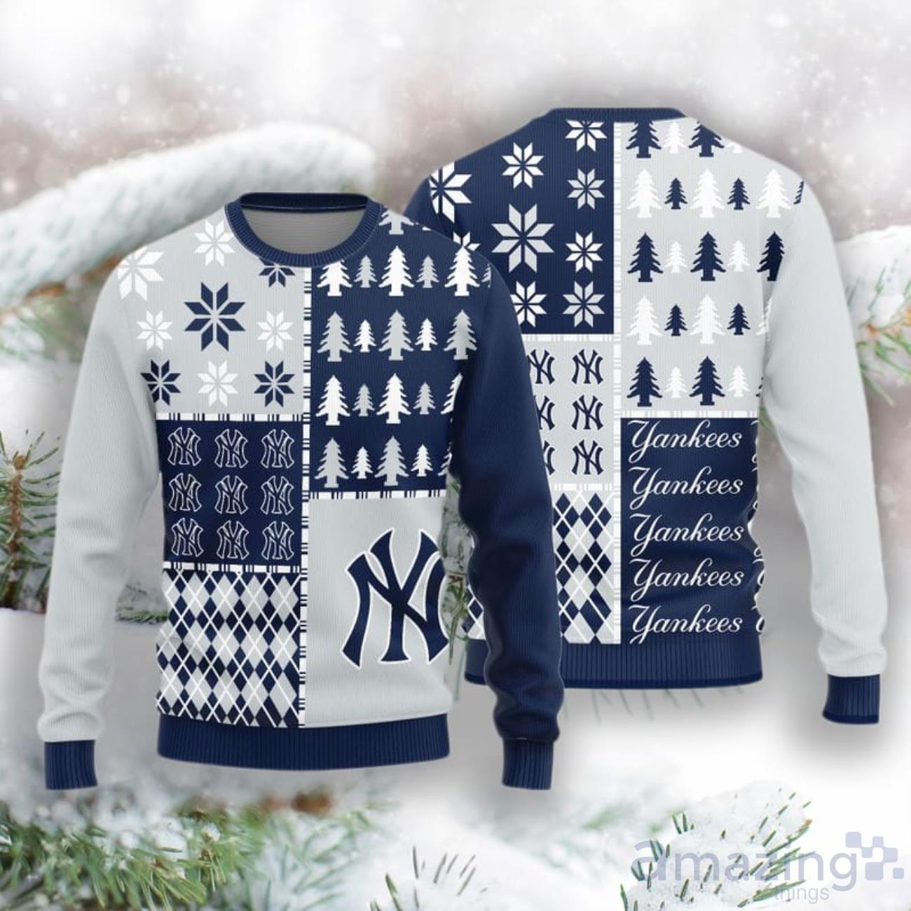 New York Yankees Youth Holiday Long Sleeve T-Shirt & Pants Pajama Set - Navy