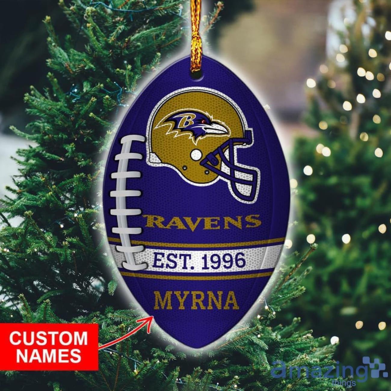NFL Baltimore Ravens Custom Name Christmas Ornament image NFL Baltimore Ravens Custom Name Christmas Ornament Product Photo 1