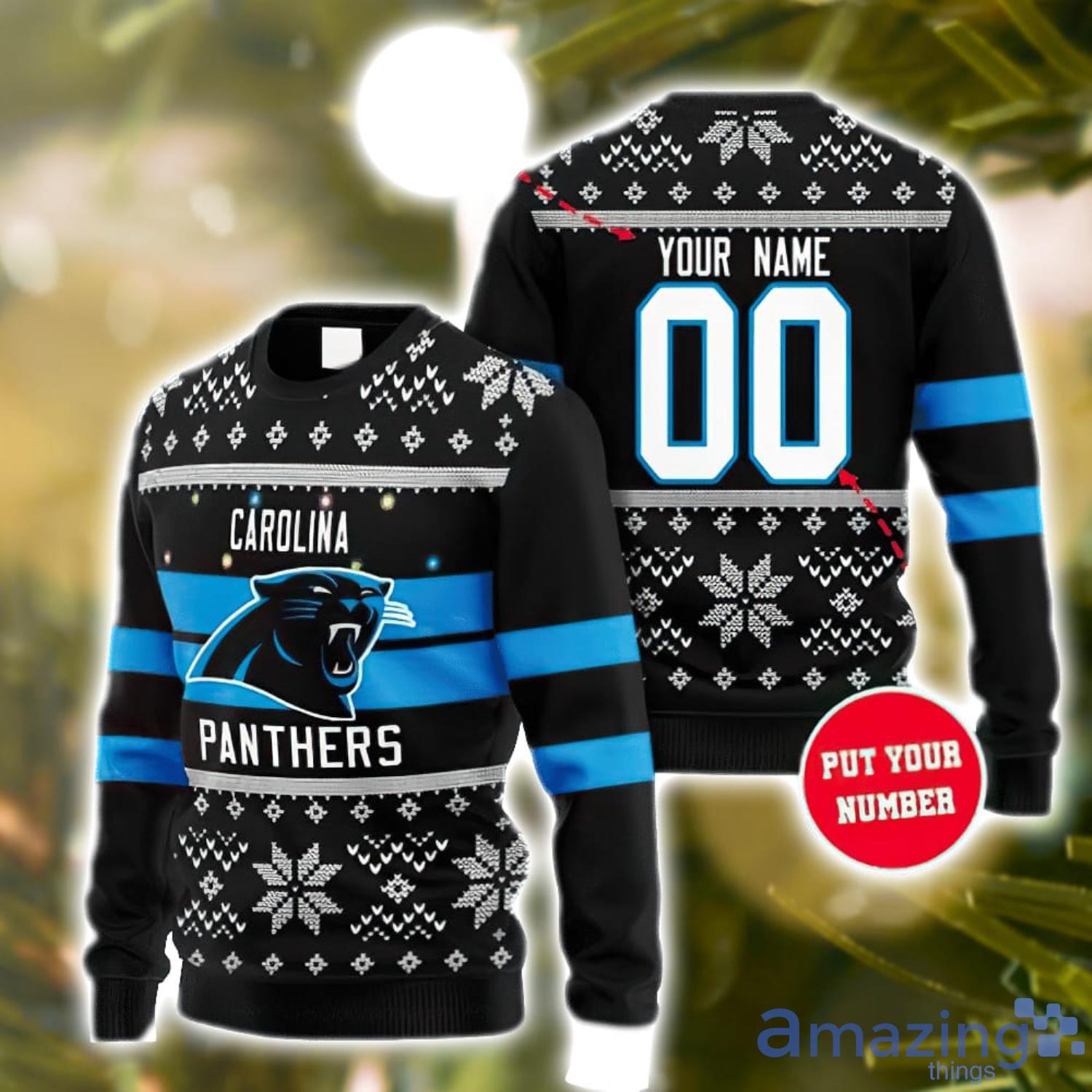 Carolina Panthers Christmas Jumper Graphic Crew Sweatshirt - Mens