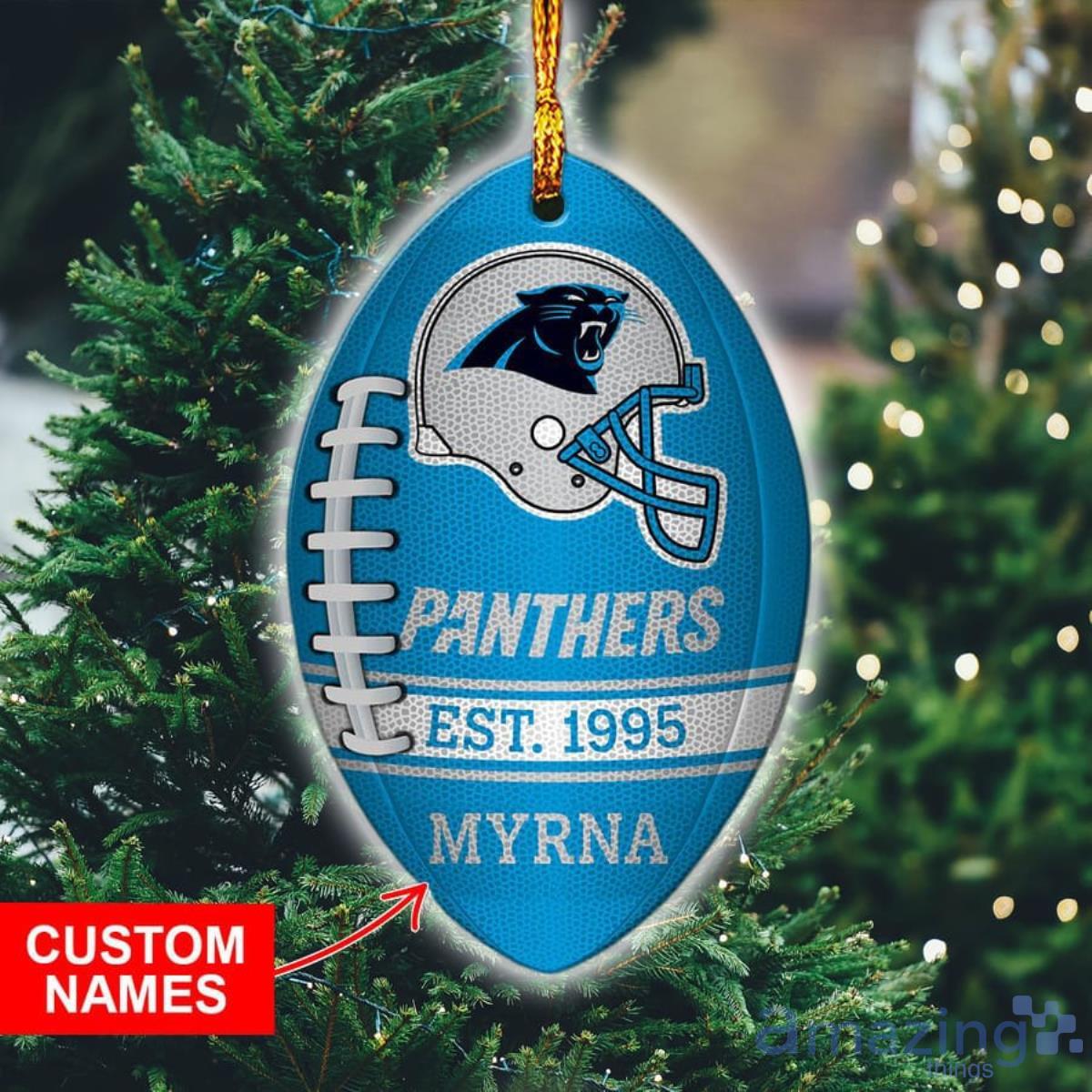 NFL Carolina Panthers Custom Name Christmas Ornament image NFL Carolina Panthers Custom Name Christmas Ornament Product Photo 1
