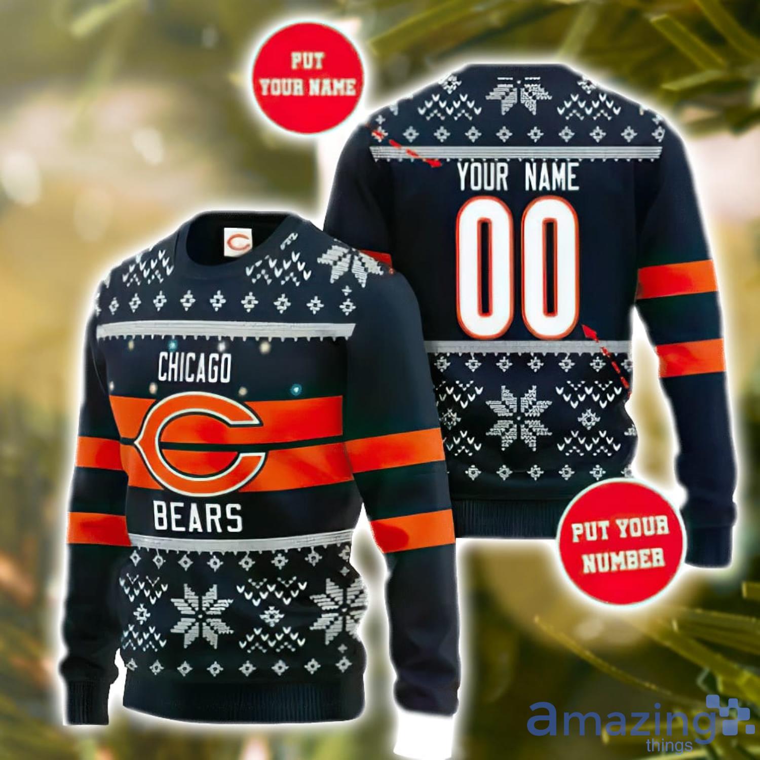 NFL Chicago Bears Custom Name Christmas Sweater Xmas Christmas Gift For Men  And Women