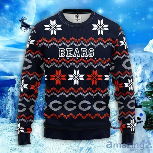 Chicago Bears Snowflakes Pattern Ugly Christmas Sweater