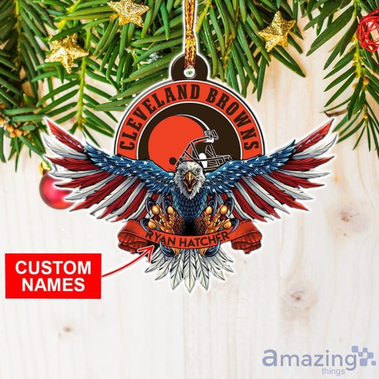 NFL Cleveland Browns Personalized Christmas Ornament American US Eagle image NFL Cleveland Browns Personalized Christmas Ornament American US Eagle Product Photo 1