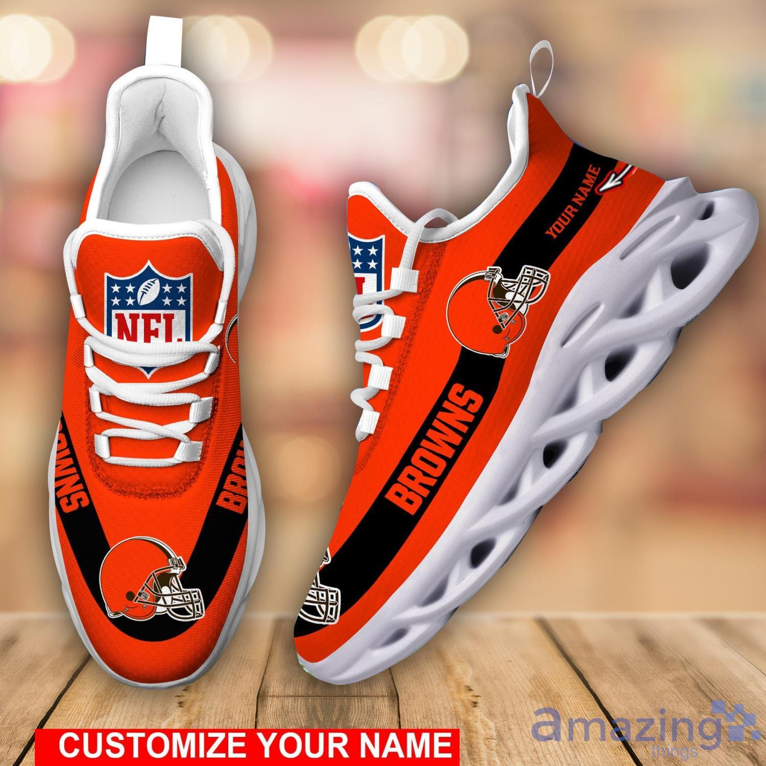 Personalized Name NFL Cleveland Browns Flame Logo Max Soul Shoes Gift Fans  - Freedomdesign