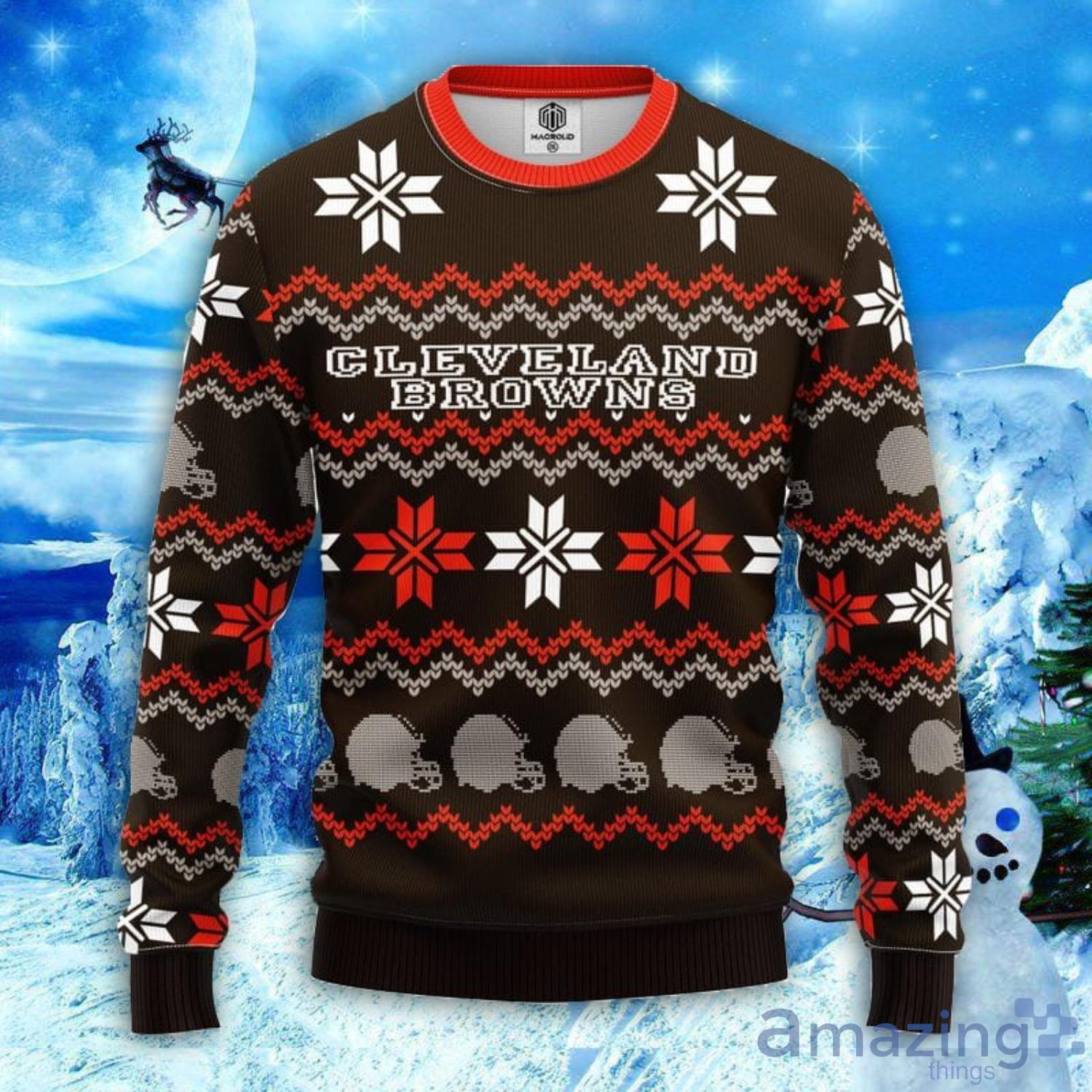 Unique Cleveland Browns Gifts - Logo Ugly Christmas Sweater - NFL