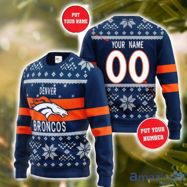 Custom Name And Number NFL Denver Broncos Christmas Sweater