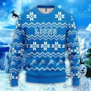 NFL Detroit Lions Sweater All Over Print Christmas Ugly Sweater Snowflake Pattern Christmas Gift Product Photo 1