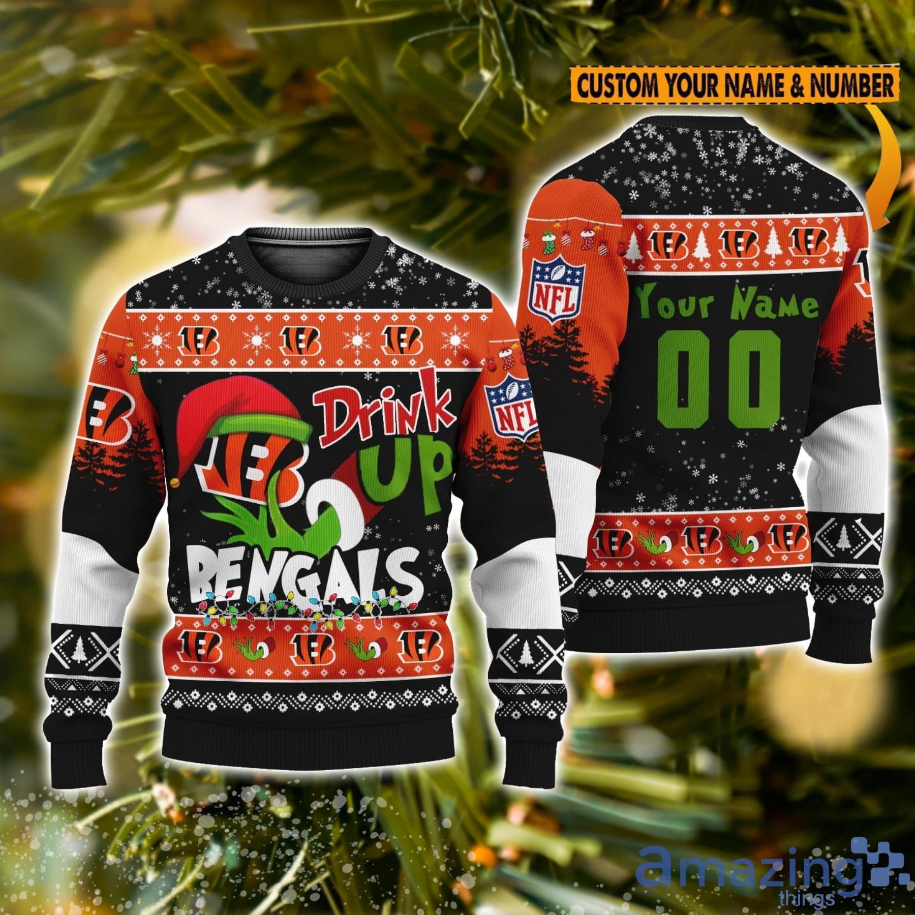 Cincinnati Bengals Fans Reindeer Fireplace Knitted Christmas Sweater -  Limotees