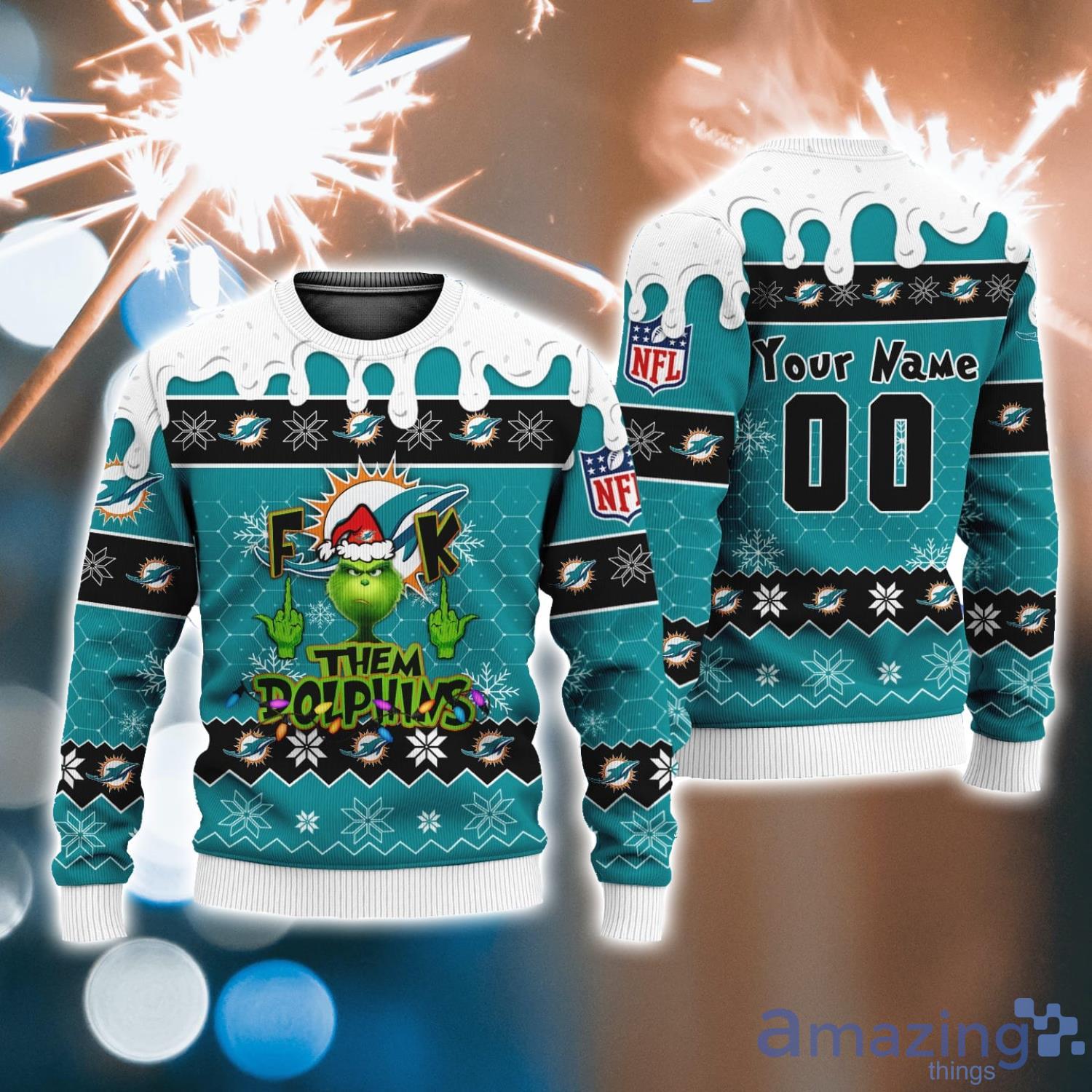 NFL Grinch Miami Dolphins Ugly Christmas Sweater - LIMITED EDITION