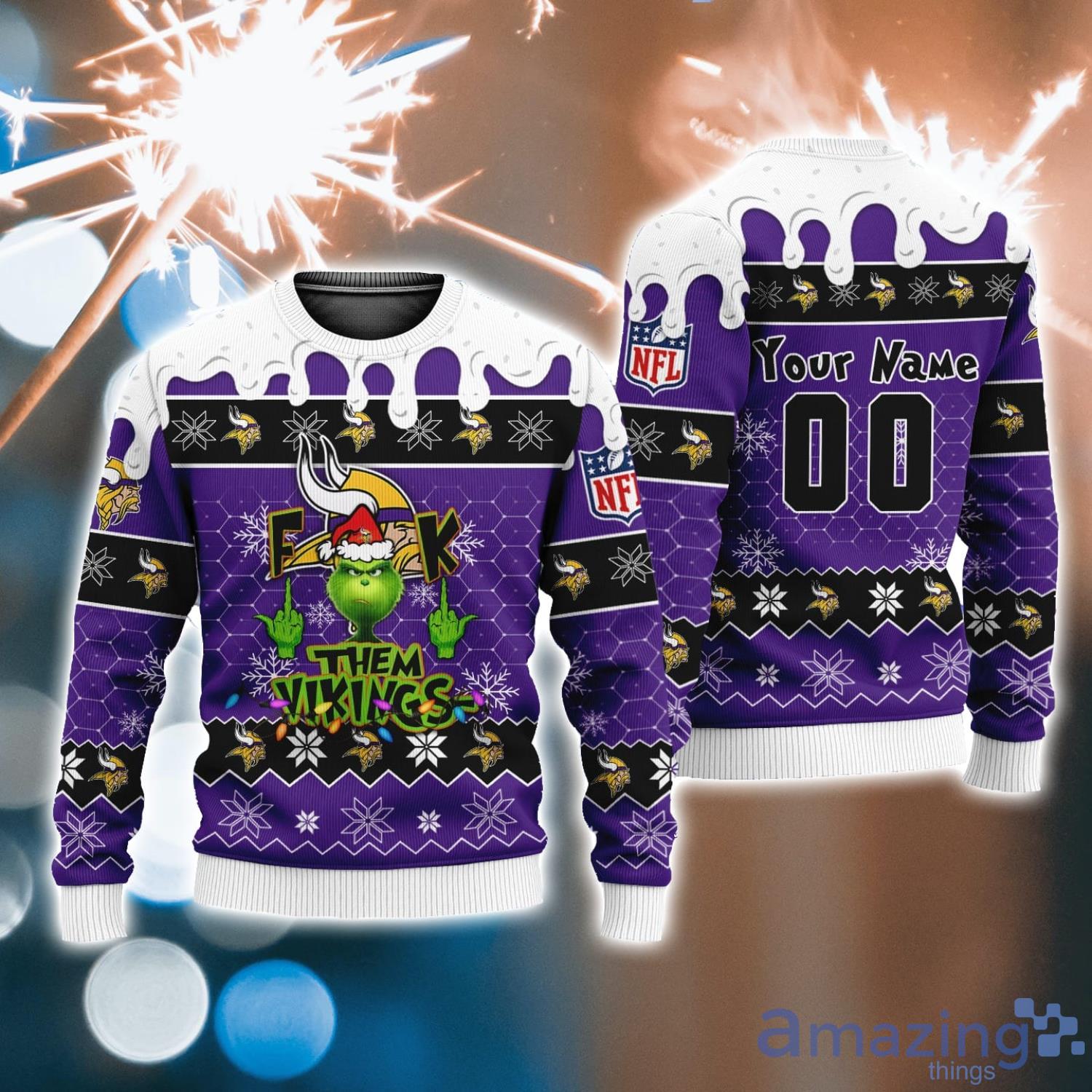 NFL Vikings Minnesota Funny Grrinch Knitting Pattern Christmas Ugly Sweater