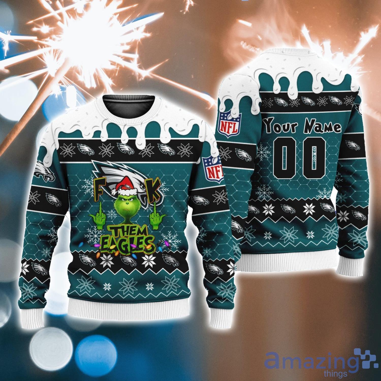 Philadelphia Eagles Grinch Knit Ugly Christmas sweater