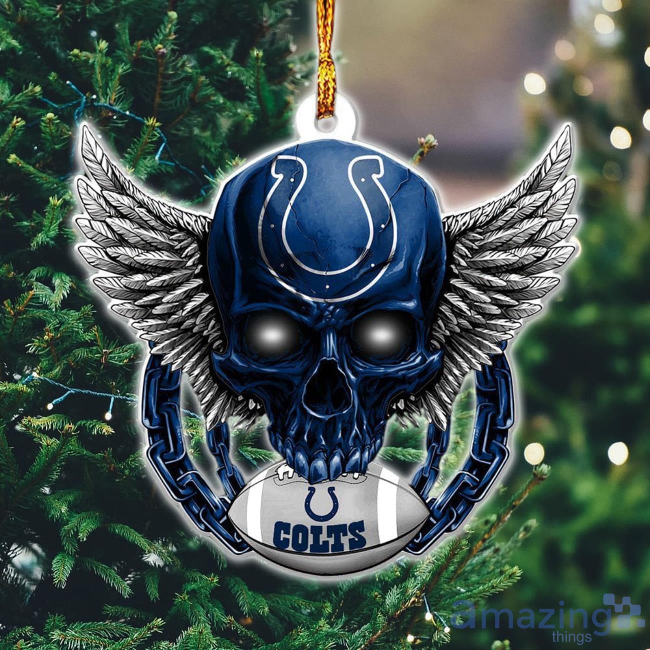 NFL Indianapolis Colts Skull Christmas Ornament image NFL Indianapolis Colts Skull Christmas Ornament Product Photo 1