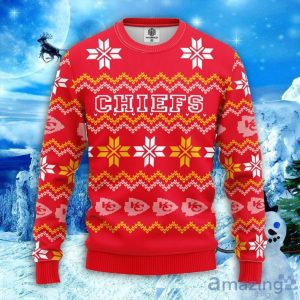 NFL Kansas City Chiefs Sweater All Over Print Christmas Ugly Sweater Snowflake Pattern Christmas Gift Product Photo 1