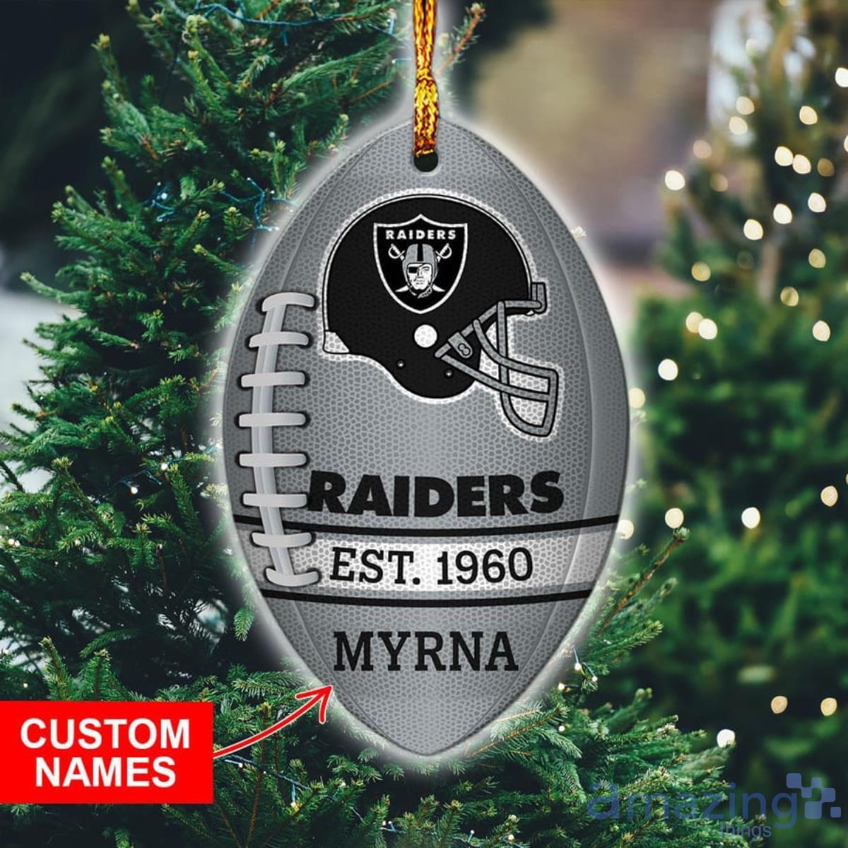 NFL Las Vegas Raiders Xmas Custom Name Tree Decorations Ornament
