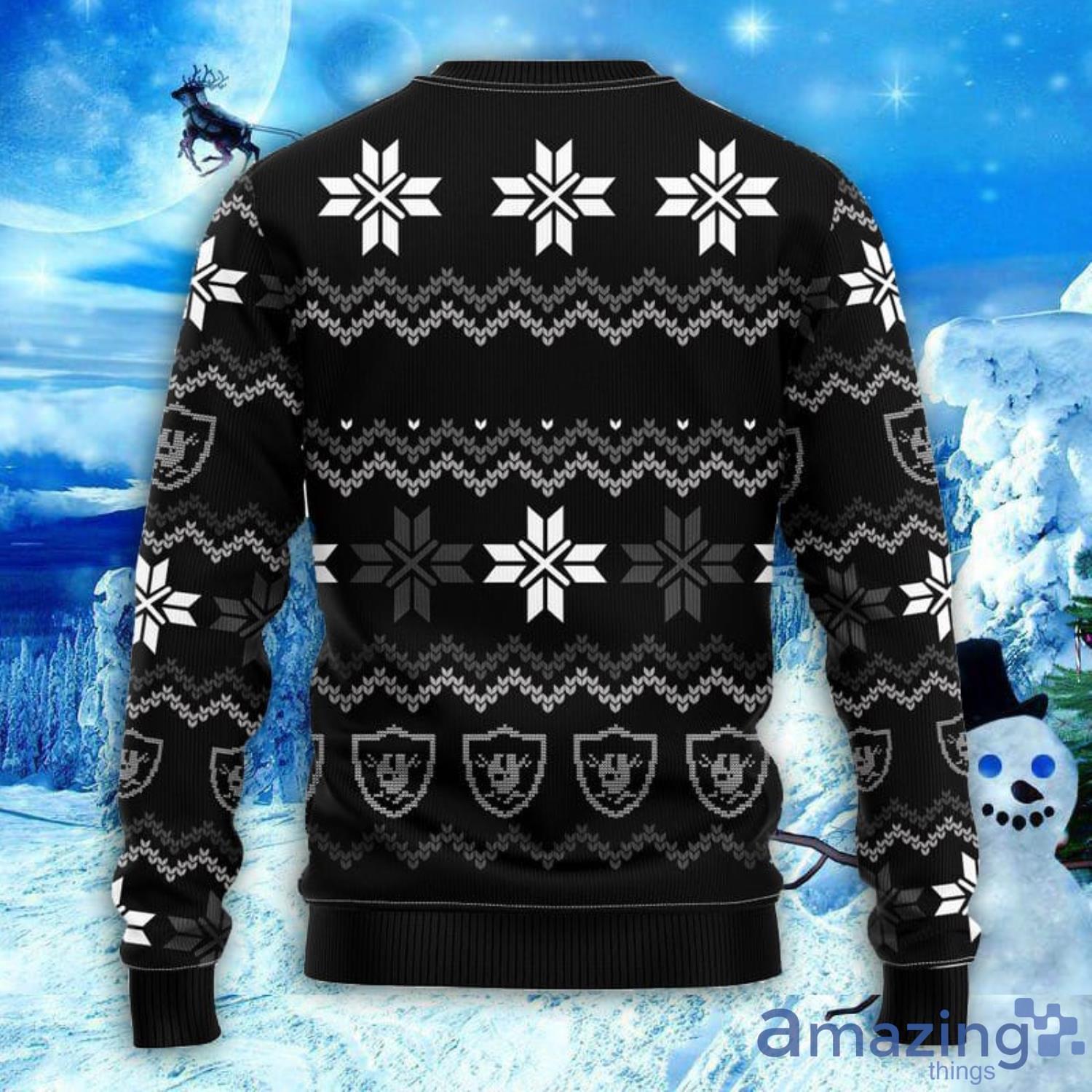 NFL Las Vegas Raiders Sweater All Over Print Christmas Ugly Sweater Snowflake  Pattern Christmas Gift