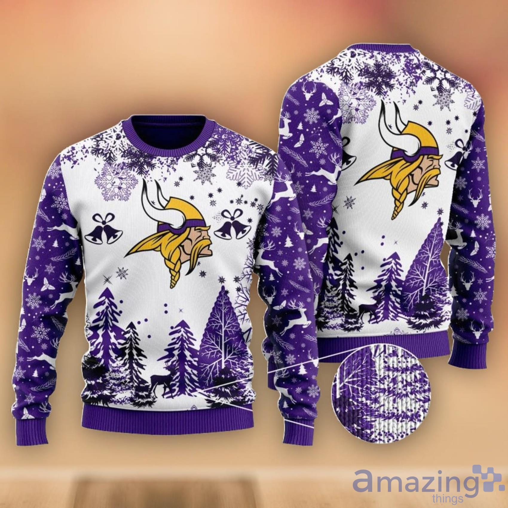 NFL Minnesota Vikings Custom Name Text Santa Down The Chimney Christmas  Gift All Over Print Ugly Christmas Sweater - Freedomdesign