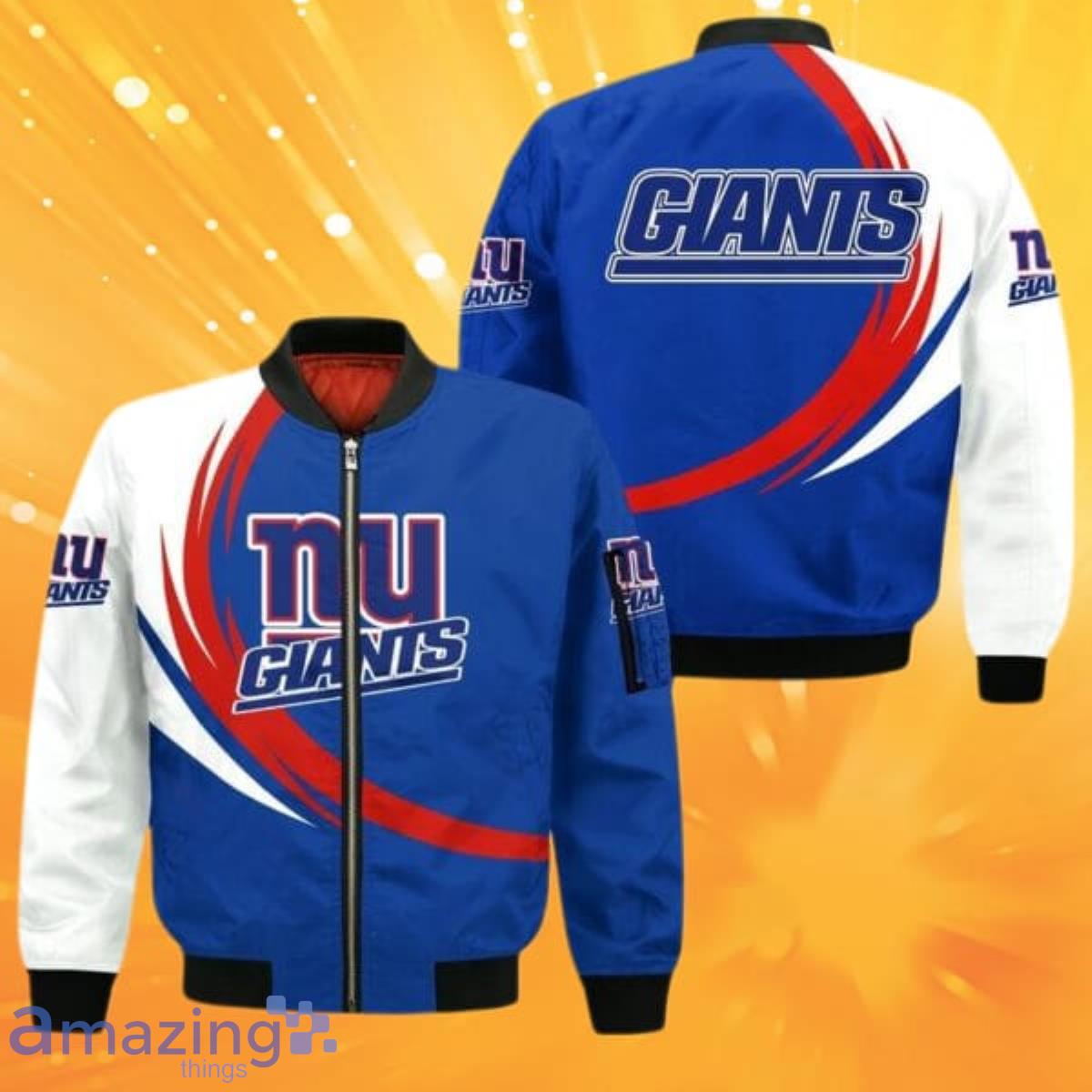 New York Giants Blue and White Letterman Jacket