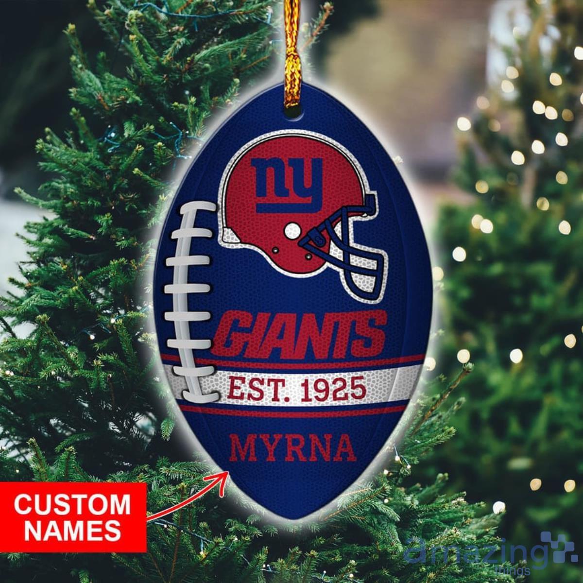 NFL New York Giants Custom Name Christmas Ornament image NFL New York Giants Custom Name Christmas Ornament Product Photo 1