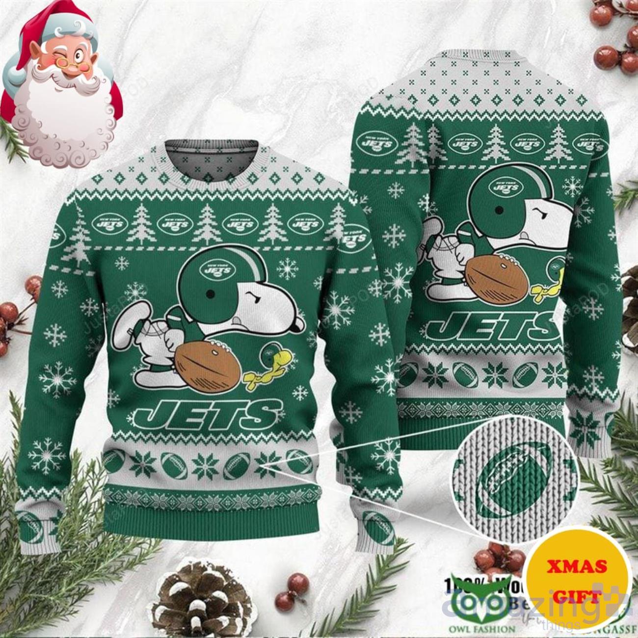 NFL New York Jets Christmas All Over Print Outwear Ugly Sweater